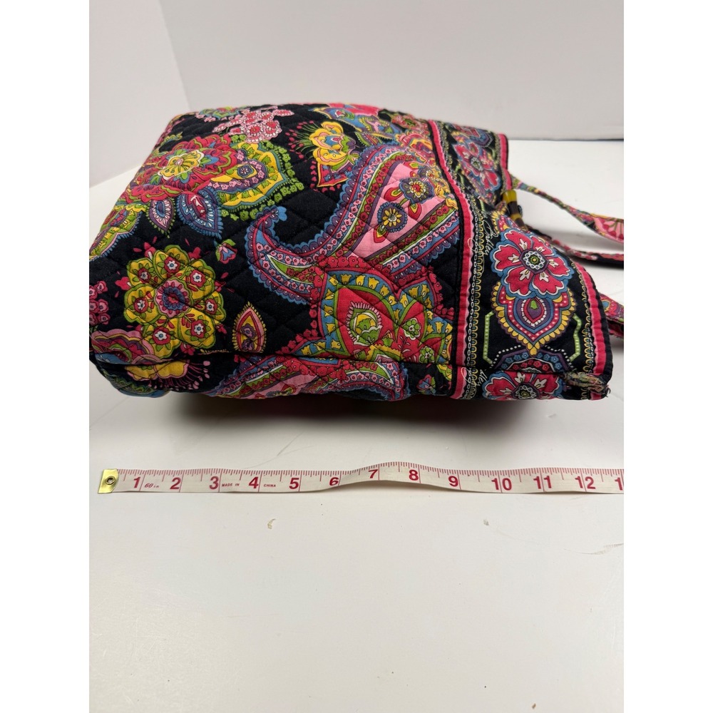 Vera Bradley Symphony in Hue Retired Mid Size Tote Bag Black Floral Shoulder Bag - Picture 7 of 12